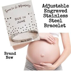 Maternity June Soon To Be Mommy Due In Engraved Bracelet NEW